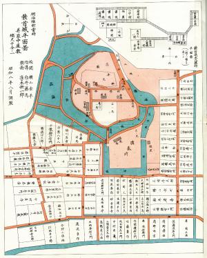 明治維新當時蓑首城平面図并家中屋敷
